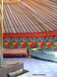 Inside our yurt