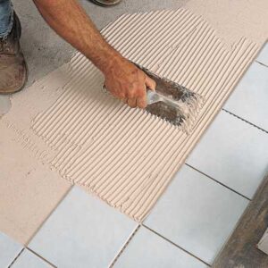 Spreading Tile Mortar
